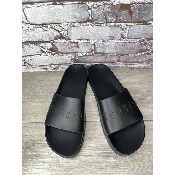 NoBull Black Rubber Casual Athletic Slides Sandals Men Sz 46EU/12M US Women 13.5